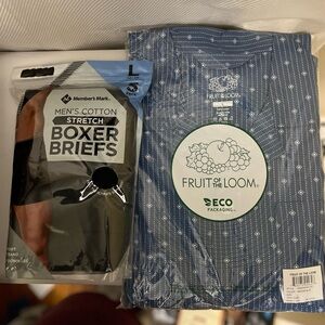 🆕. Member's Mark Men's Stretch Cotton Boxer Briefs - Black Large.    Plus Robe